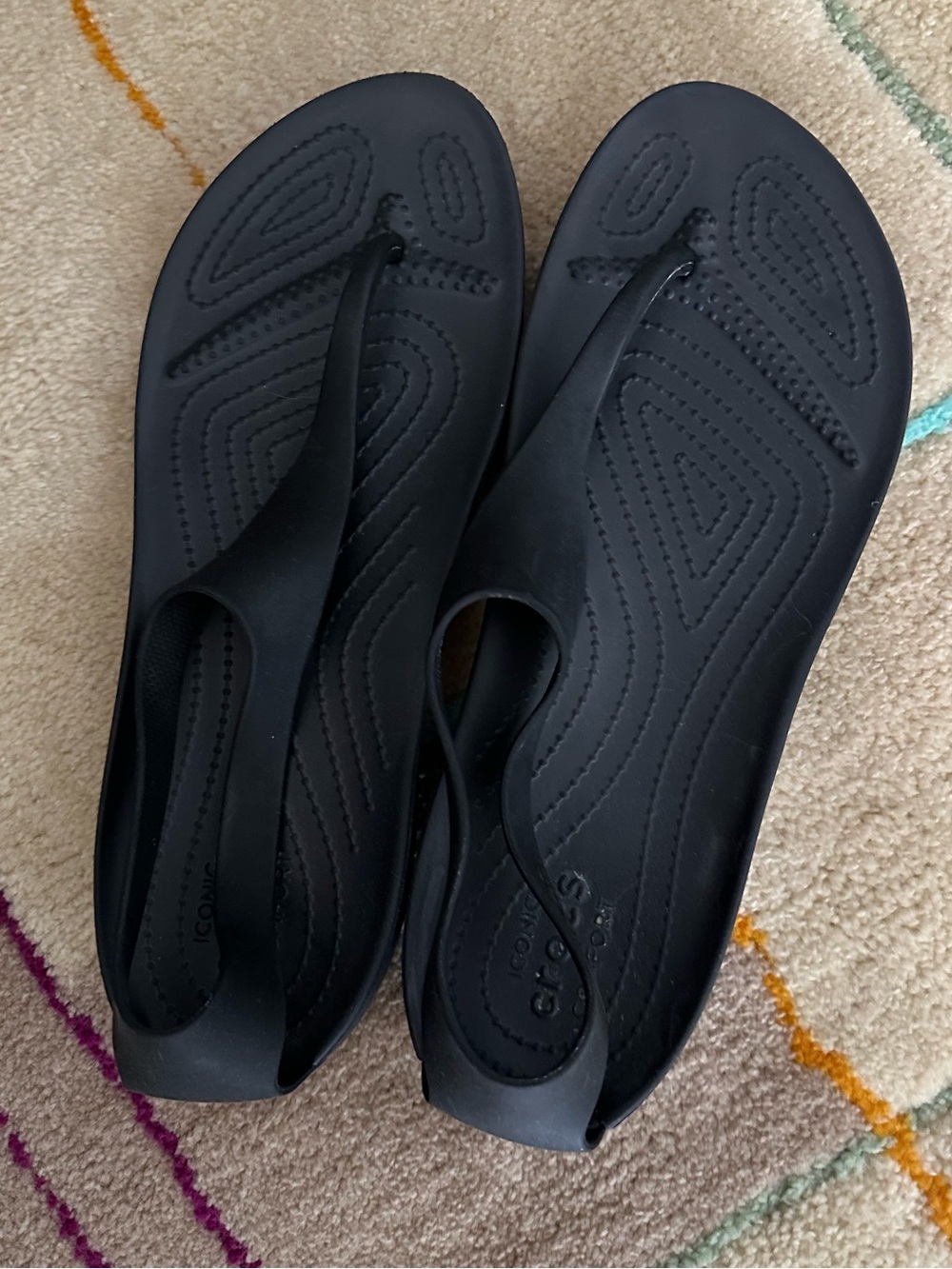 Crocs Women's Sexi Flip Flops Thong T-Strap Sandals Black